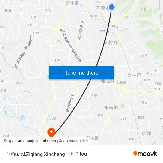 自強新城Ziqiang Xincheng to Pitou map