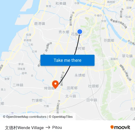 文德村Wende Village to Pitou map