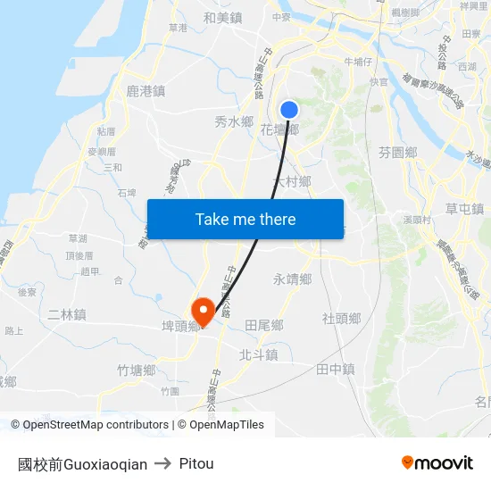 國校前Guoxiaoqian to Pitou map
