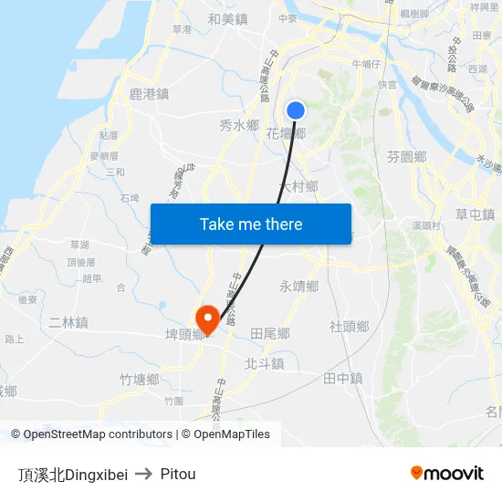頂溪北Dingxibei to Pitou map