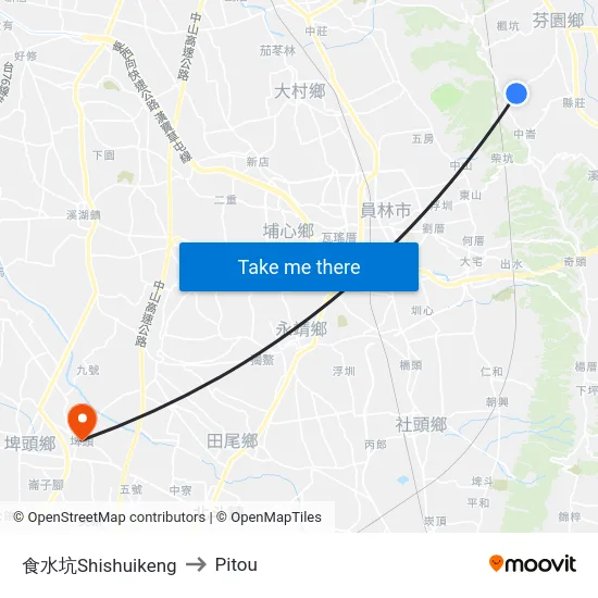食水坑Shishuikeng to Pitou map