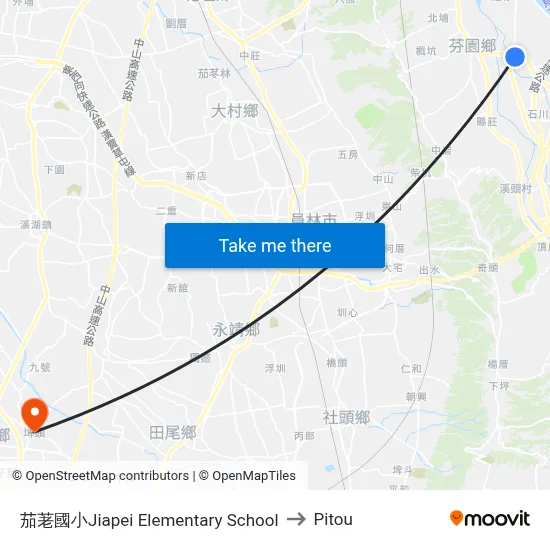 茄荖國小Jiapei Elementary School to Pitou map