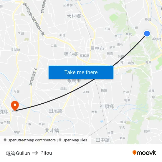 龜崙Guilun to Pitou map