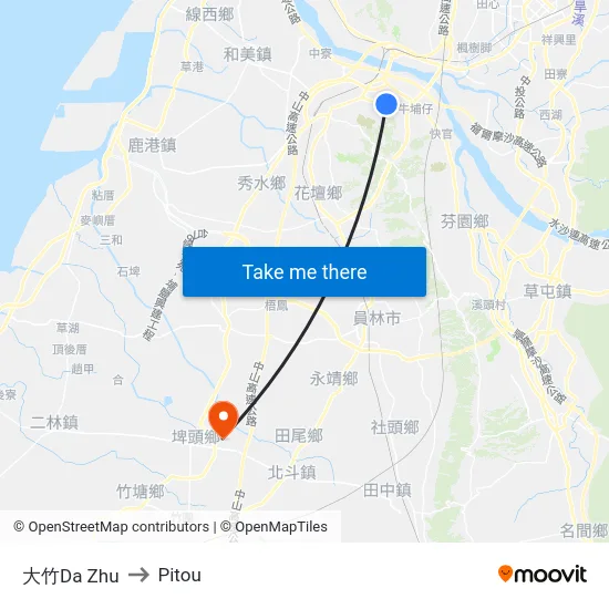大竹Da Zhu to Pitou map