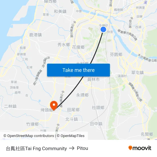台鳳社區Tai Fng Community to Pitou map