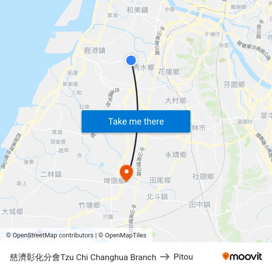 慈濟彰化分會Tzu Chi Changhua Branch to Pitou map