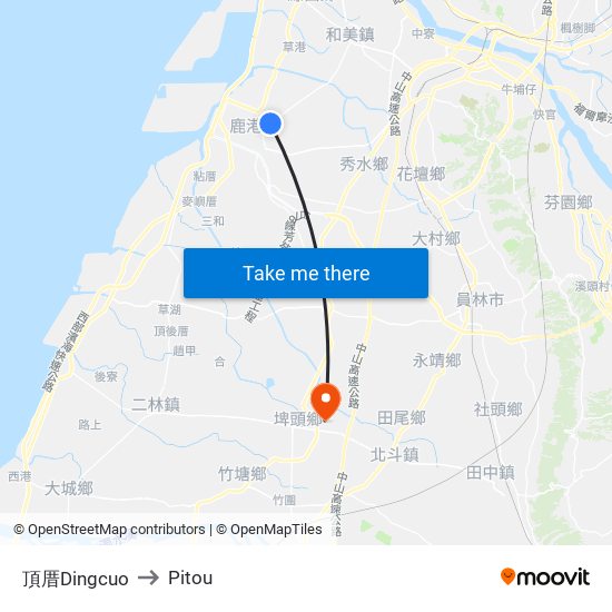 頂厝Dingcuo to Pitou map