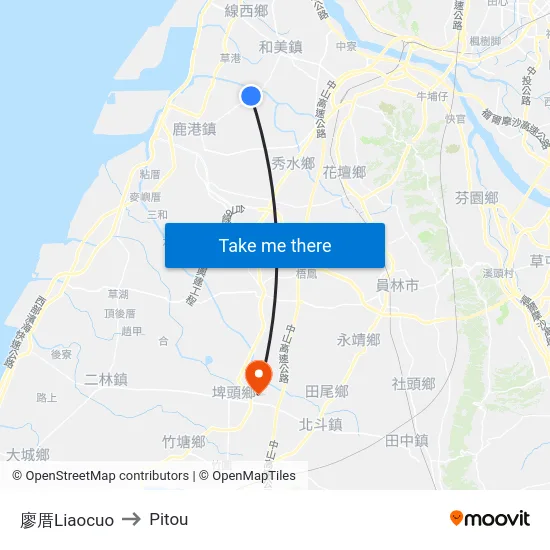 Liaocuo to Pitou map