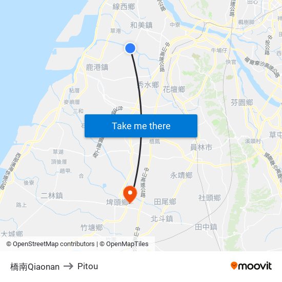 橋南Qiaonan to Pitou map