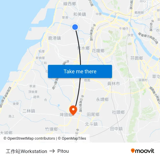 Workstation to Pitou map