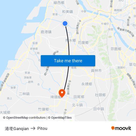 港墘Ganqian to Pitou map