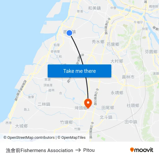 Fishermen's Association to Pitou map