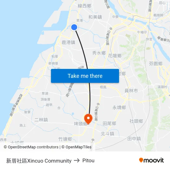 新厝社區Xincuo Community to Pitou map