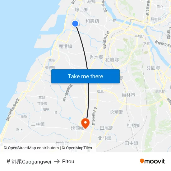 草港尾Caogangwei to Pitou map