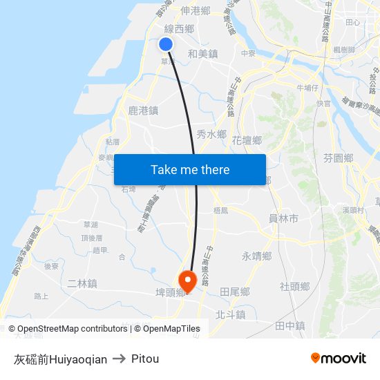 灰磘前Huiyaoqian to Pitou map