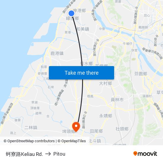 蚵寮路Keliau Rd. to Pitou map