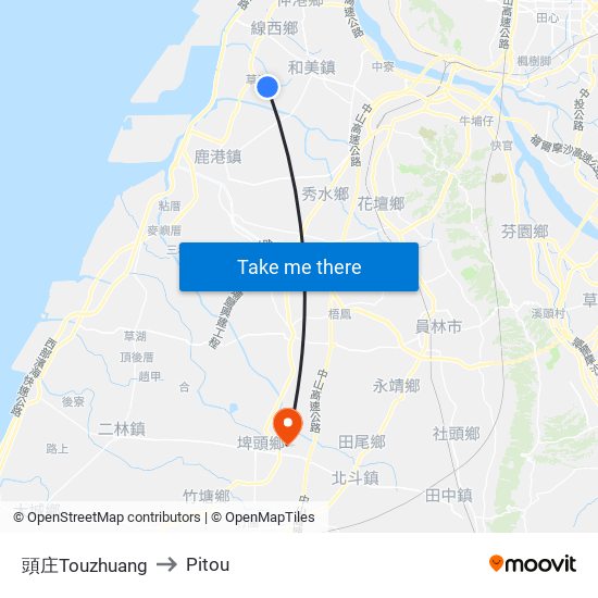 頭庄Touzhuang to Pitou map