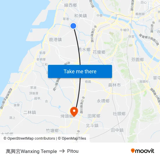 萬興宮Wanxing Temple to Pitou map
