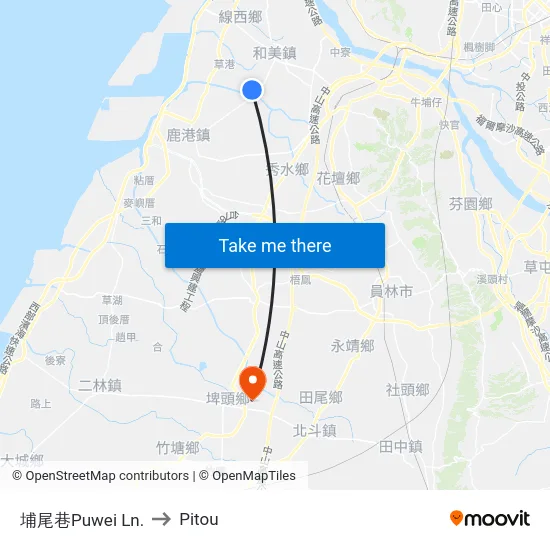 埔尾巷Puwei Ln. to Pitou map