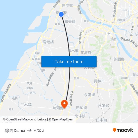 線西Xianxi to Pitou map