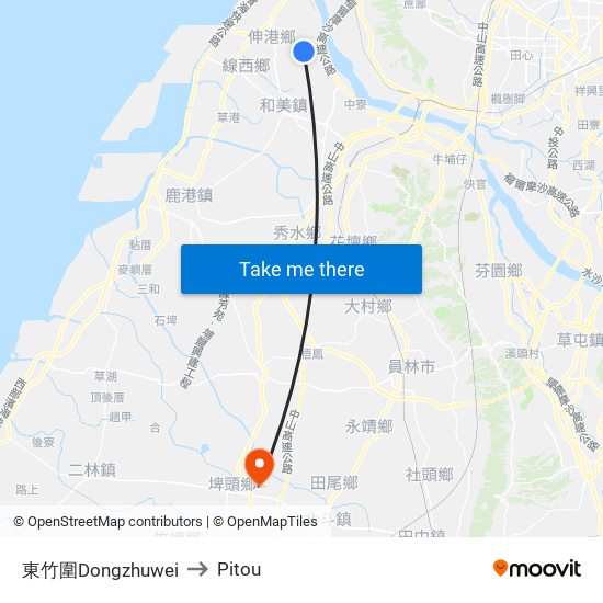 東竹圍Dongzhuwei to Pitou map