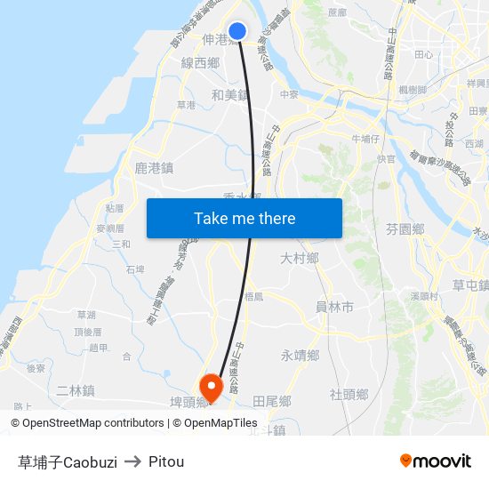 草埔子Caobuzi to Pitou map