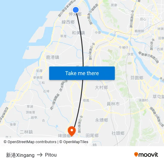 新港Xingang to Pitou map