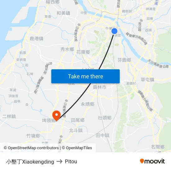 小墾丁Xiaokengding to Pitou map