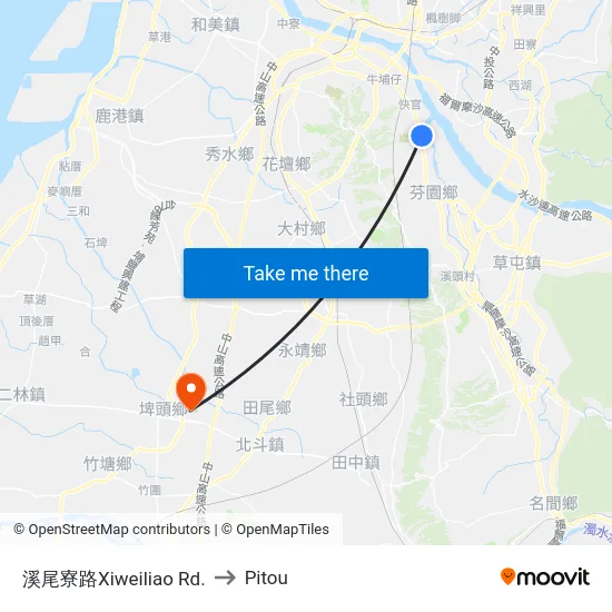 Xiweiliao Road to Pitou map