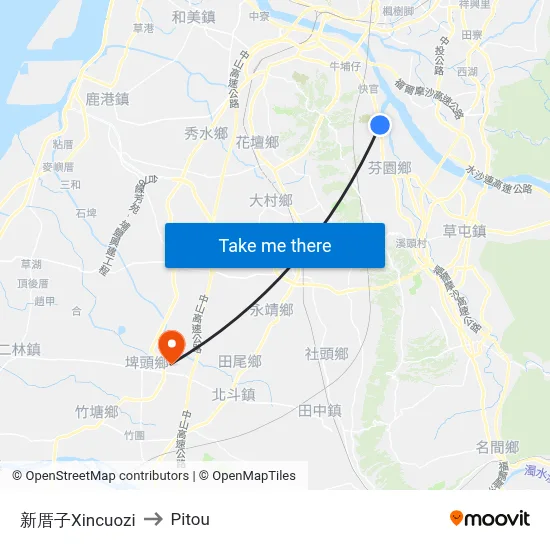 新厝子Xincuozi to Pitou map