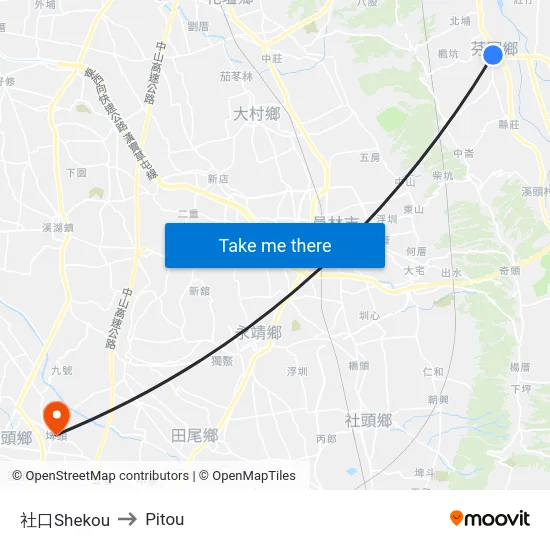 Shekou to Pitou map