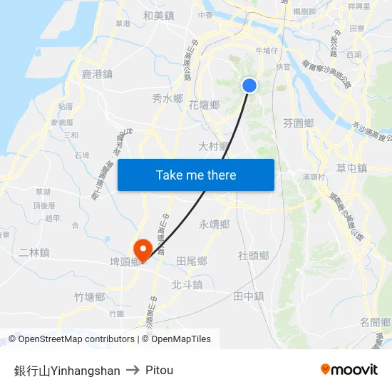 銀行山Yinhangshan to Pitou map