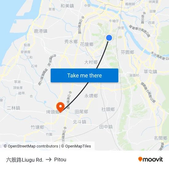 六股路Liugu Rd. to Pitou map