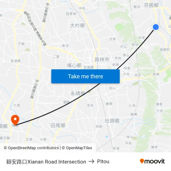 縣安路口Xianan Road Intersection to Pitou map