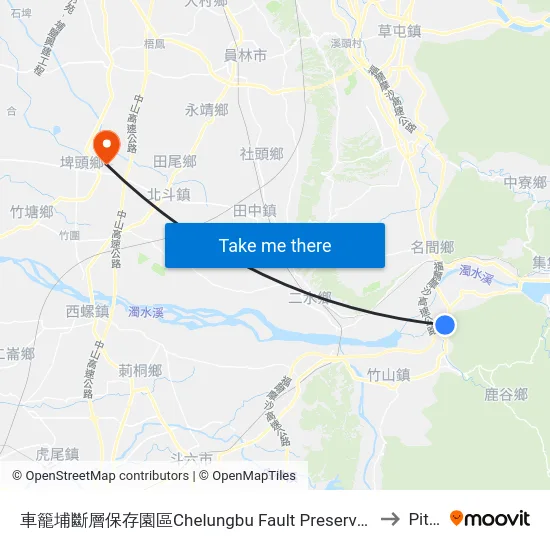 車籠埔斷層保存園區Chelungbu Fault Preservation Park to Pitou map