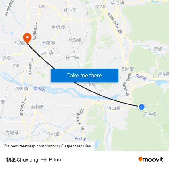 初鄉Chuxiang to Pitou map