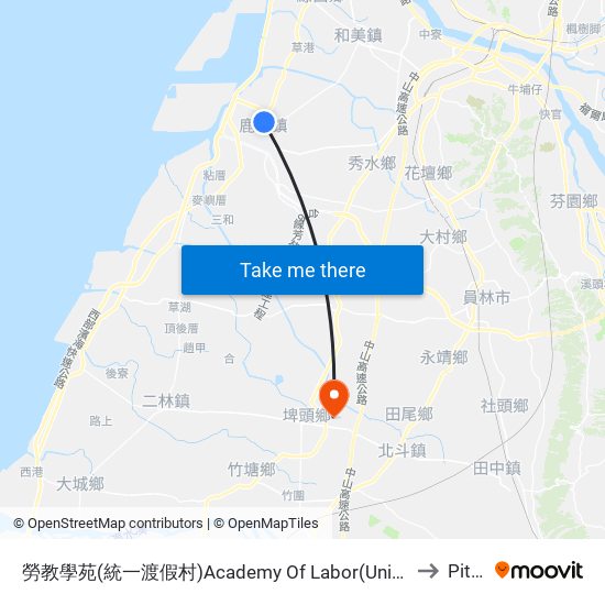 勞教學苑(統一渡假村)Academy Of Labor(Uni-Resort) to Pitou map