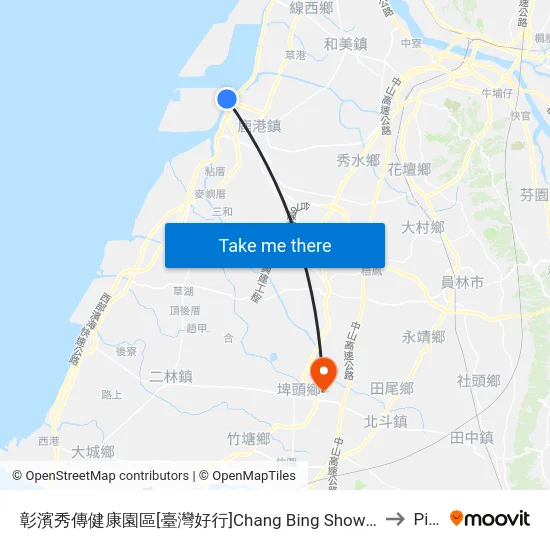 彰濱秀傳健康園區[臺灣好行]Chang Bing Show-Chwan Health Park to Pitou map