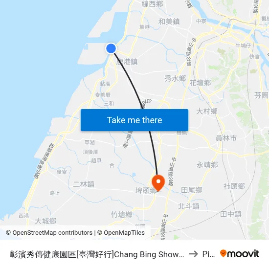彰濱秀傳健康園區[臺灣好行]Chang Bing Show-Chwan Health Park to Pitou map