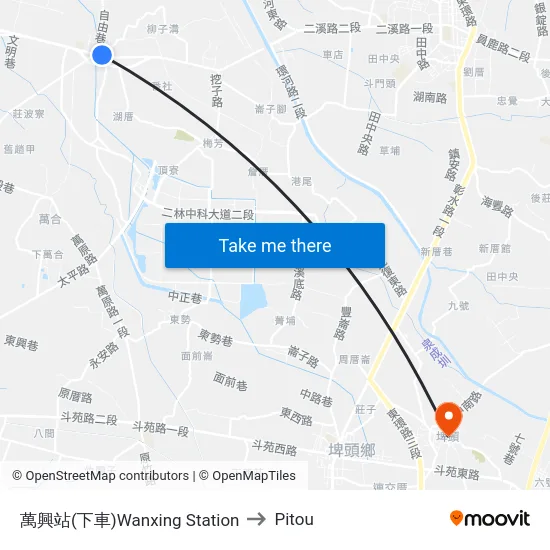 萬興站(下車)Wanxing Station to Pitou map