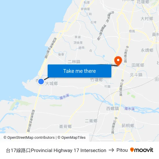 台17線路口Provincial Highway 17 Intersection to Pitou map