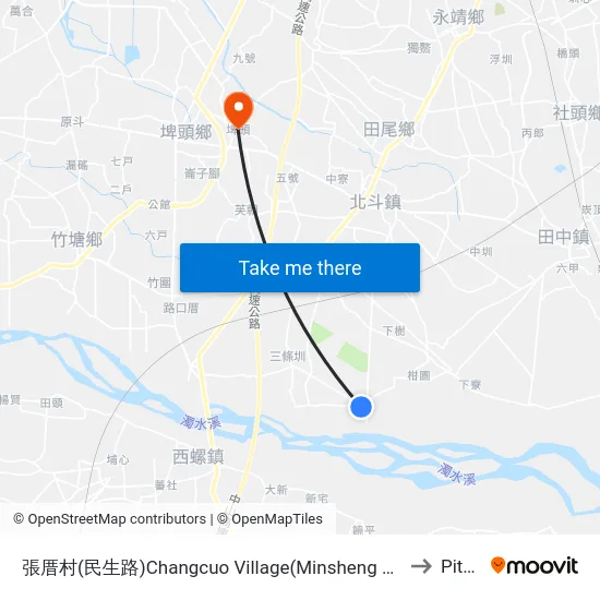 張厝村(民生路)Changcuo Village(Minsheng Rd.) to Pitou map
