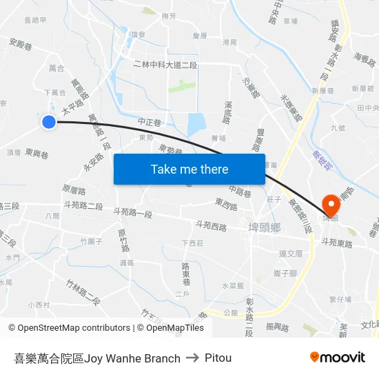 喜樂萬合院區Joy Wanhe Branch to Pitou map