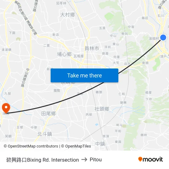 碧興路口Bixing Rd. Intersection to Pitou map
