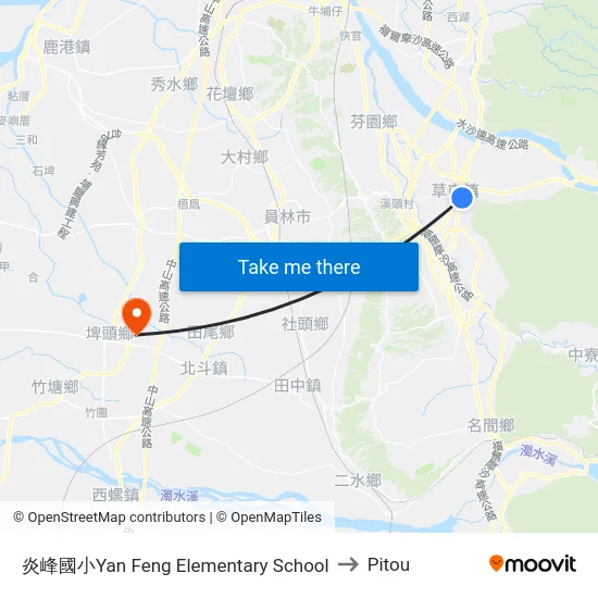 炎峰國小Yan Feng Elementary School to Pitou map