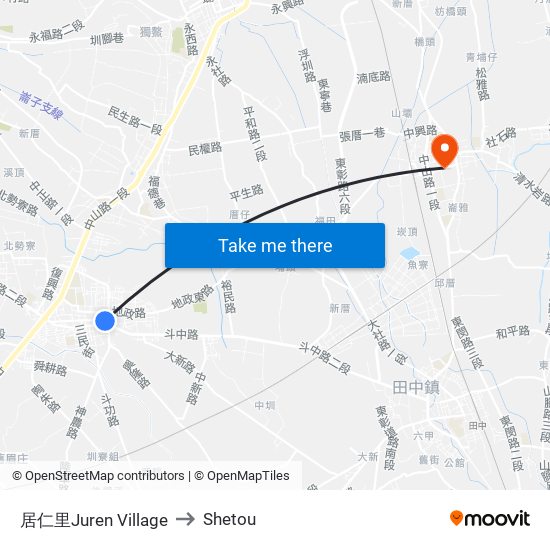 居仁里Juren Village to Shetou map