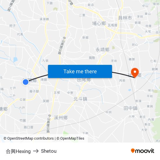 合興Hexing to Shetou map