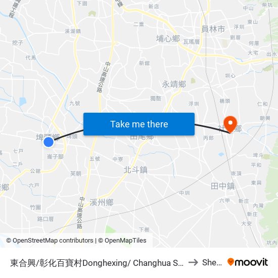 東合興/彰化百寶村Donghexing/ Changhua Souvenir Center to Shetou map