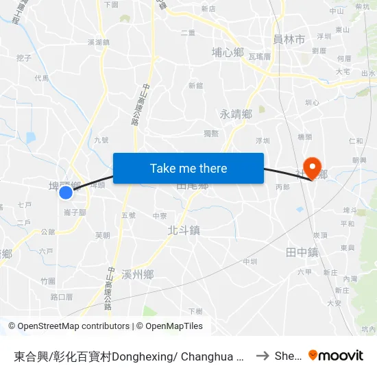 東合興/彰化百寶村Donghexing/ Changhua Souvenir Center to Shetou map
