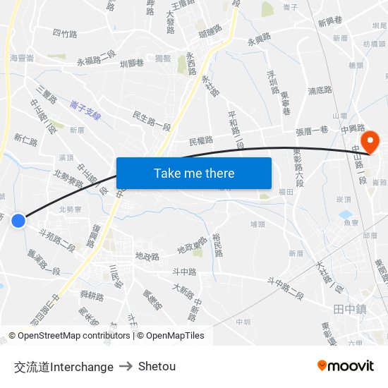 交流道Interchange to Shetou map